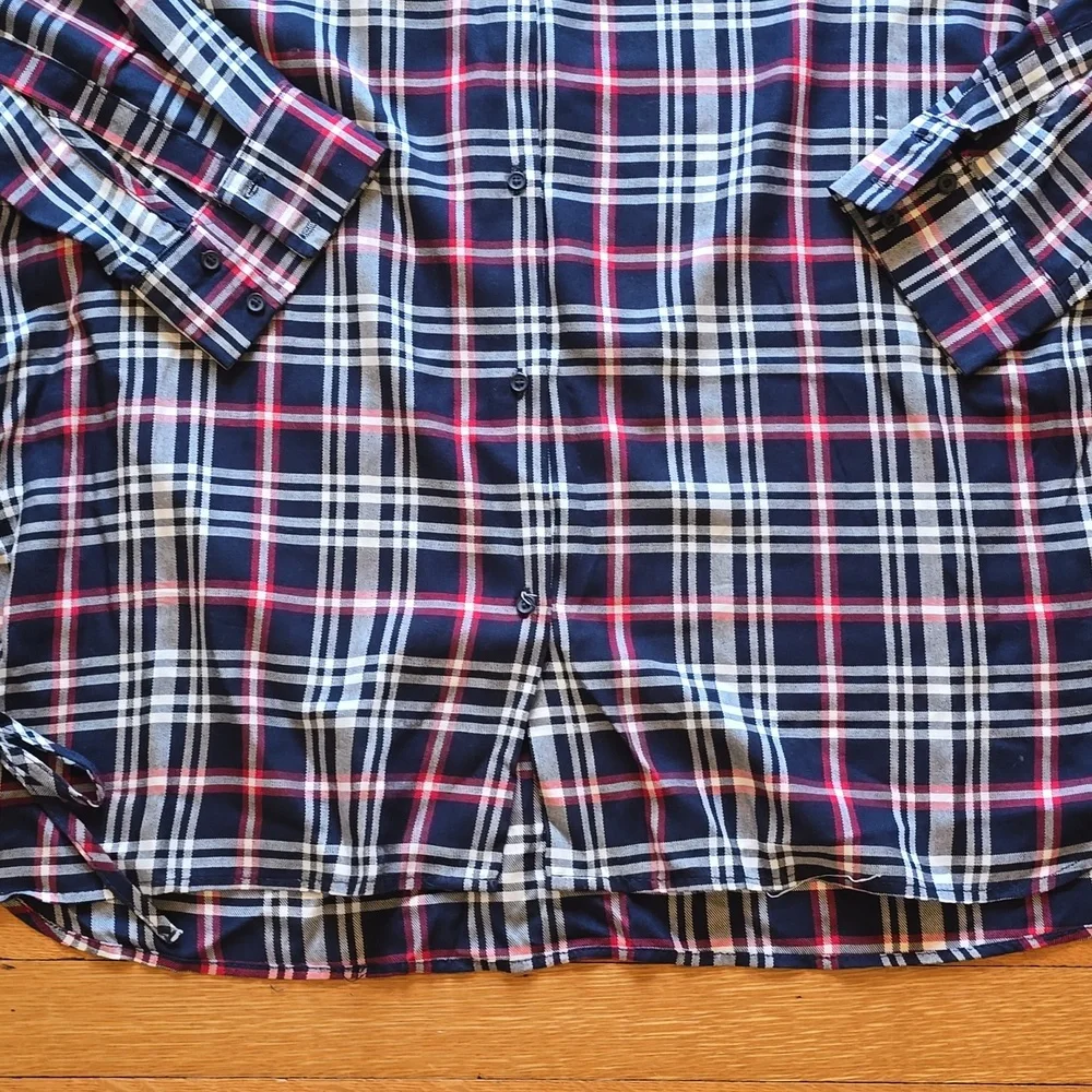 ZARA Trafaluc Collection, Plaid Relaxed Blouse, Lace Up Sides, EUC, Women's L - Picture 9 of 14